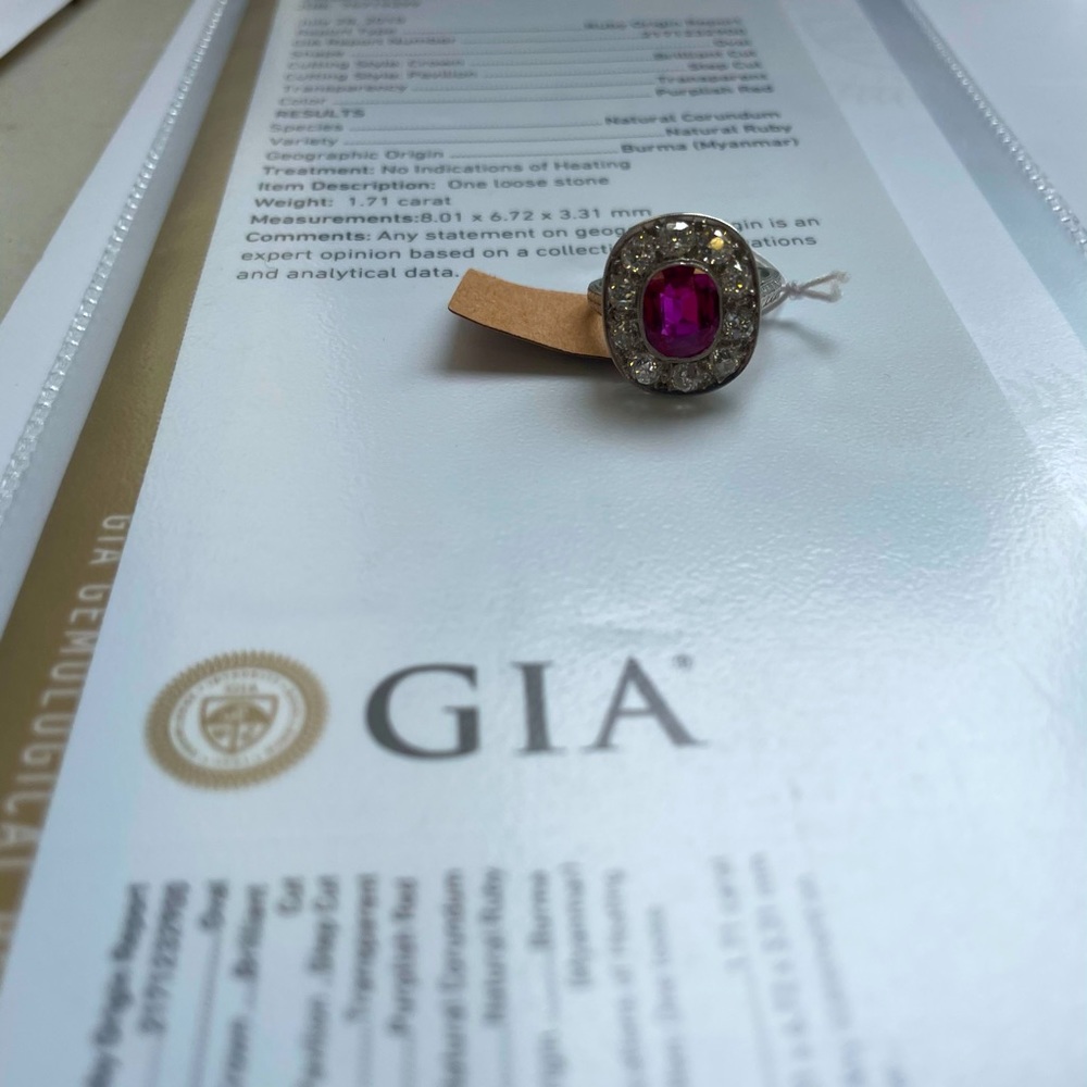 GIA Exceptional Antique Burma No heat Ruby Ring